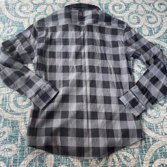 Bucked Up Men's Black & Gray Plaid Flannel Long‎ Sleeve Shirt - Size 2XL - Picture 3 of 8